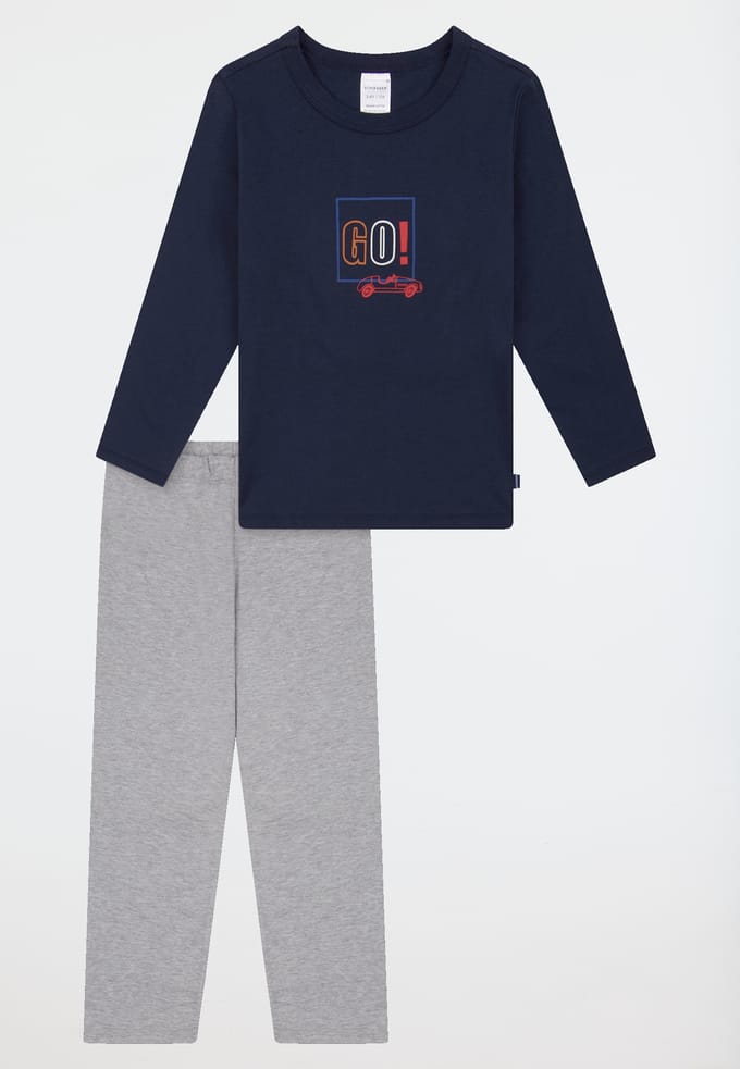Lange pyjama met auto-motief, donkerblauw - Kids Nightwear 116