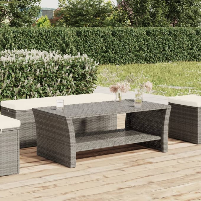 vidaXL - Salontafel - 100x50x40 - cm - poly - rattan - grijs