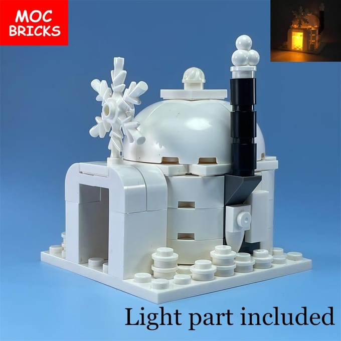 Set MOC Bakstenen Iglo Lichtgevend Huis Beroemde Stad Architectuur Uitzicht IJs & Sneeuw Educatieve Bouwsteen Kerstcadeaus white