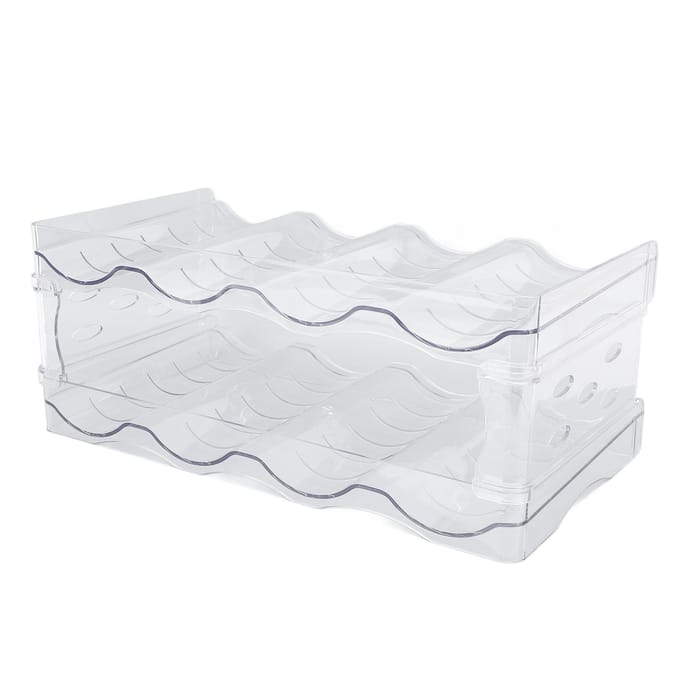 Organisateur de Bouteilles d'Eau Empilable Double Couche en Plastique Transparent Support de Rangement pour Tasses de Bureau pour white