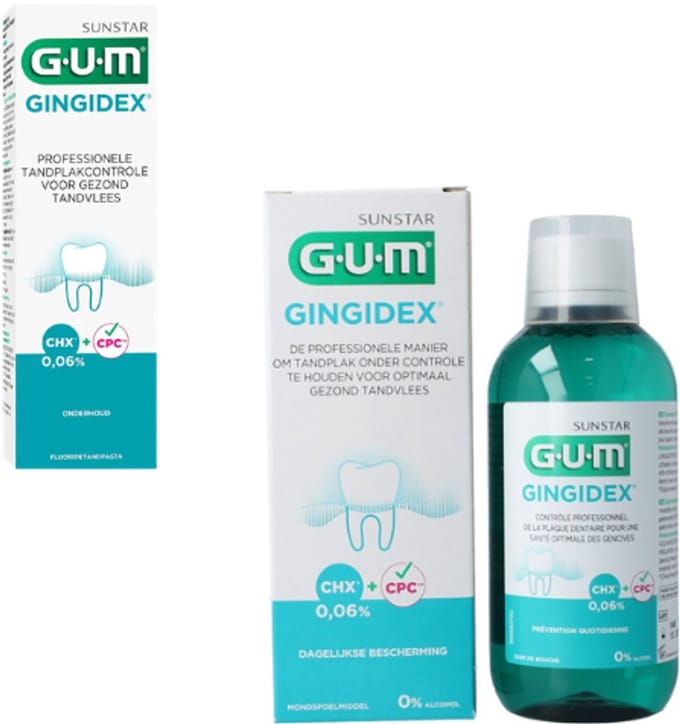 GUM Gingidex 0.06% Chloorhexidine Mondspoeling + Tandpasta