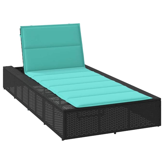 vidaXL - Ligbed - met - zwevend - kussen - poly - rattan - zwart