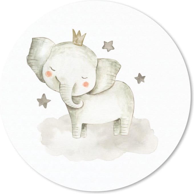 Muismat rond 20x20 cm - Mousepad Jungle - Olifant - Kroon - Ronde muismatten