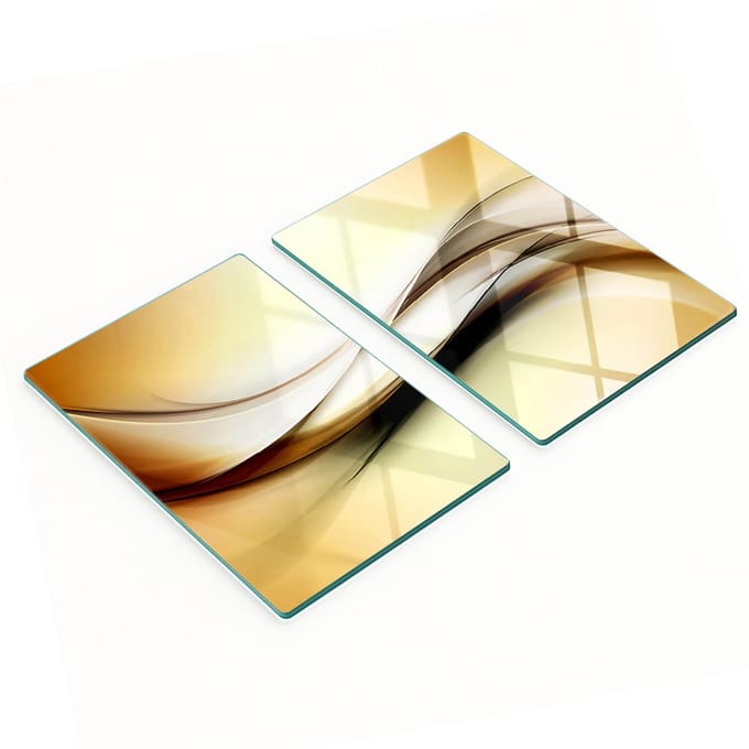 Glazen serveerplanken met abstracte afbeeldingen 2x40x52 cm