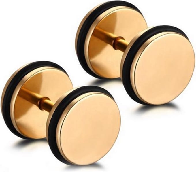 Dumbbell Stud oorbellen Edelstaal Goudkleurig