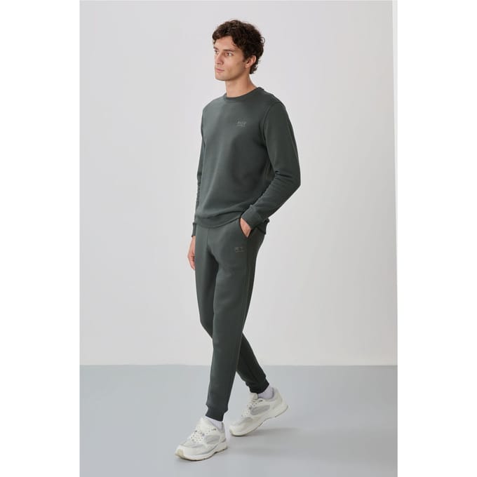 Heren Katoen-Polyester Fleece Sweatshirt en Broek Set
