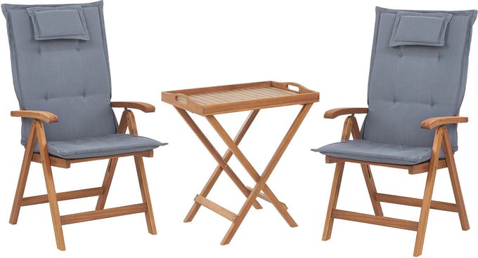 JAVA - Bistroset voor 2 - Lichte houtkleur/Blauw - Acaciahout