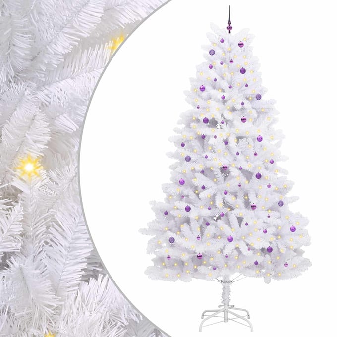 vidaXL - Kunstmatige - Hinged - Kerstboom - Wit - 300 - cm - PVC - en - Staal
