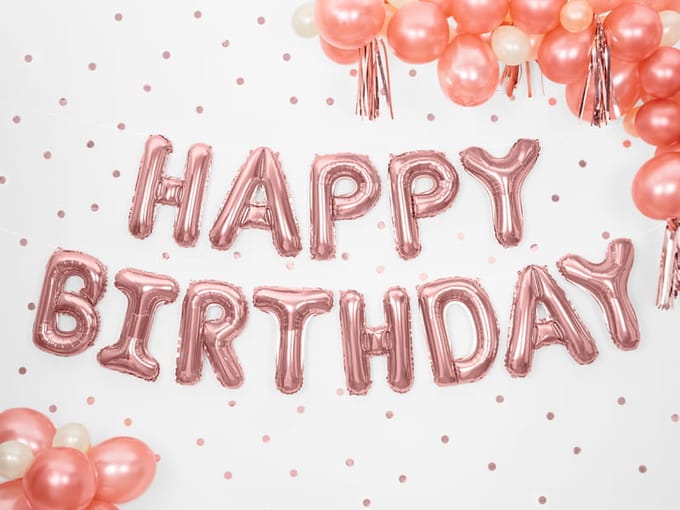 Partydeco - Folie Happy Birthday Rose Gold