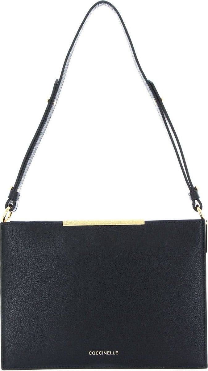 COCCINELLE Leren Schoudertas Delices Flat Shoulder Bag Noir Zwart