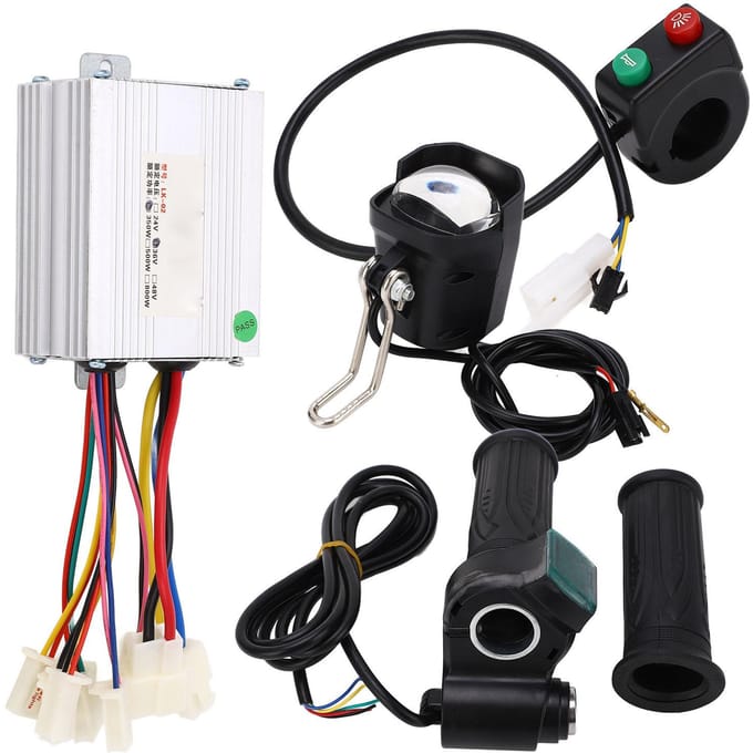 Elektrische Fiets Ombouwset 36V 350W Warmteafvoer Koplamp Schakelaar Elektrische Fiets Motor black