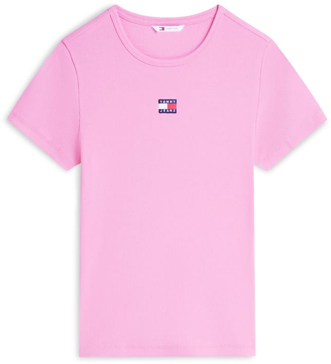 Tommy Jeans T-shirt Tjw Slim Badge Rib Dw0dw17881 Tou Pink Daisy Dames Maat - M