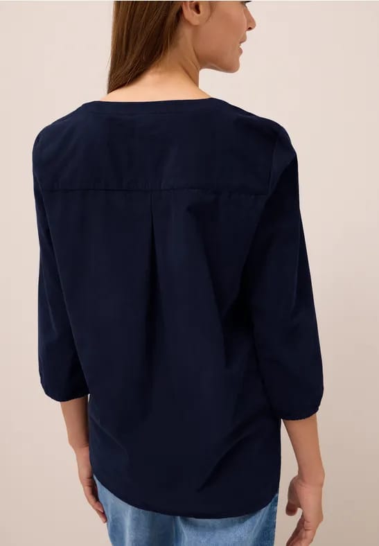 Corduroy blouse met gespleten hals