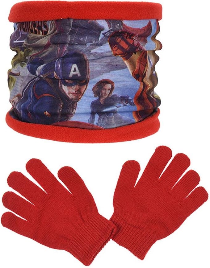 Avengers - Colsjaal Marvel Avengers + handschoenen - rood - One size (3-6 jaar)