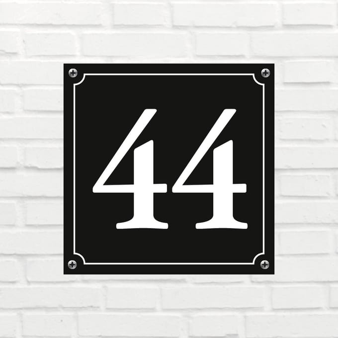 Huisnummerbord Mat zwart Deluxe - Nummer 44 - incl. bevestiging