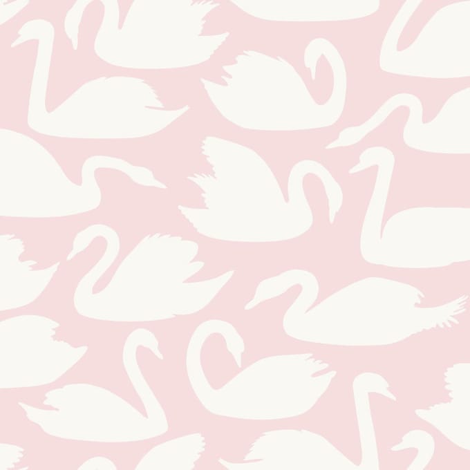 Origin Wallcoverings behang zwanen glanzend roze en wit - 347708 - 0,53 x 10,05 m