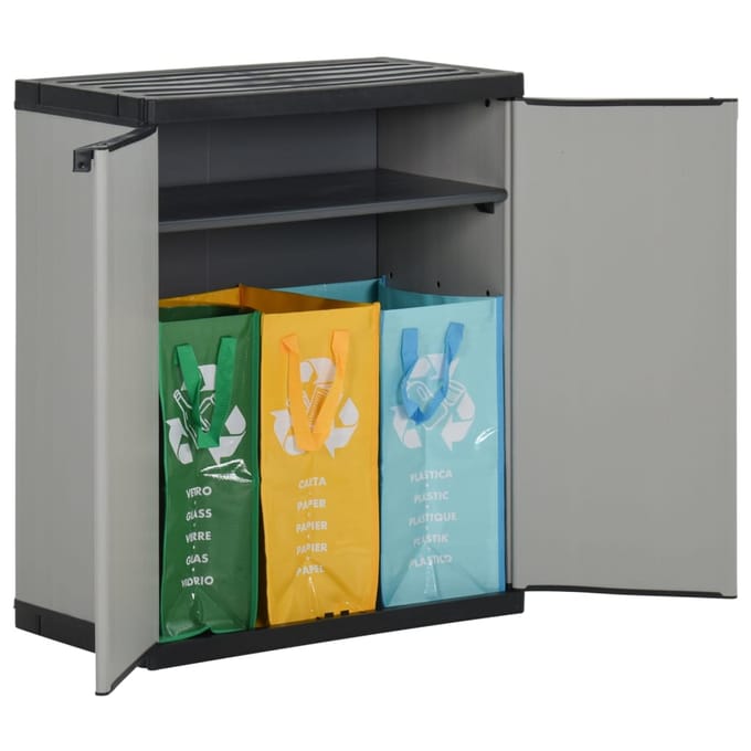 vidaXL - Tuinafvalkast - 68x40x85 - cm - polypropeen - grijs - en - zwart