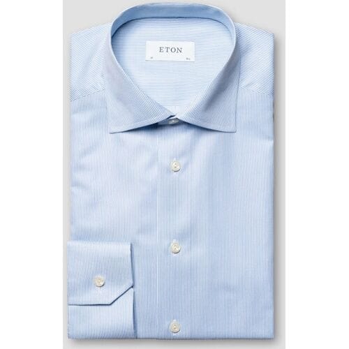 Eton Overhemd Fine Striped Signature Twill Licht Blauw / male