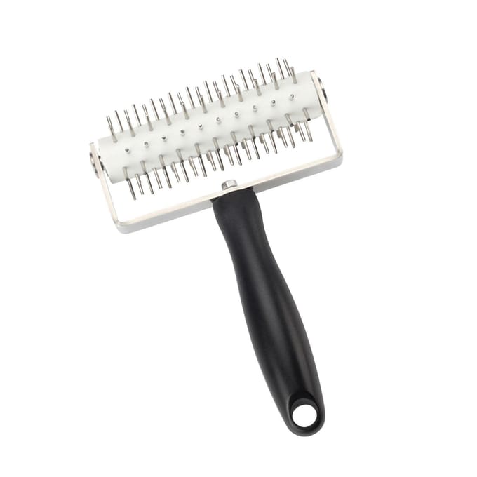 Leeseph Roestvrijstalen Deegroller Docker met PP handvat, Pizza Roller Pinwiel Perforator voor Taart Brood, Keukengadget white