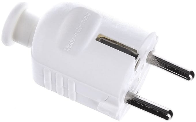 Bachmann CEE 7/7 geaarde stroomstekker | recht | wit