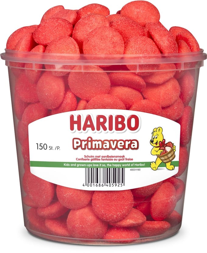 Haribo Primaveren - snoep schuim aardbeiensmaak - 150 stuks silo