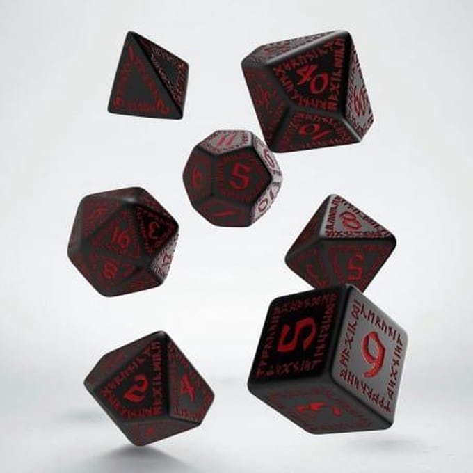 Polydice Set Q-Workshop Runic Black Red
