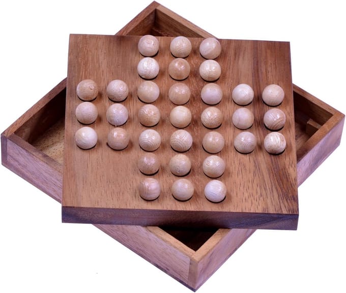 Houten Solitaire Denkspel - Logisch Puzzelspel voor Eén Speler vanaf 6 Jaar