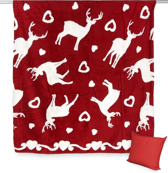 Extra Zachte Sherpa Fleece Deken met Tiroools Berg Design - 130x160 cm Warm Plaid