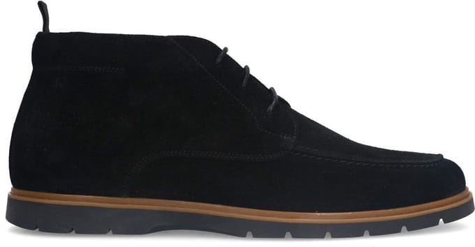 Manfield - Heren - Zwarte suède veterboots - Maat 45