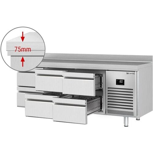 GGM Gastro Kühltisch Premium PLUS - 1960x700mm - 6 Schubladen - Aufkantung