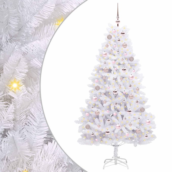 vidaXL - Kunstmatige - Hinged - Kerstboom - Wit - 180 - cm - PVC - en - Staal