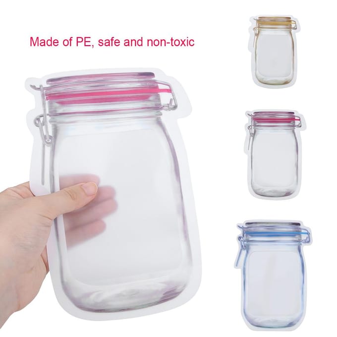 10 stuks/Set Multifunctionele Draagbare Transparante Flespatroon Afsluitbare Bewaartas voor Snacks white