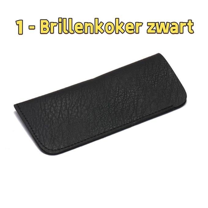 1 - Brillenkoker - Zacht leer - Waterdicht - Zwart