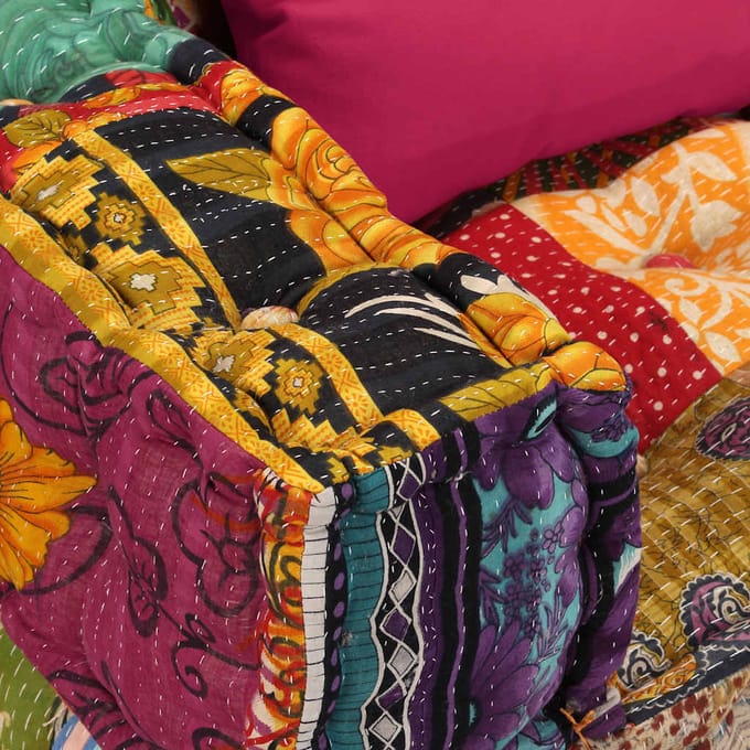 vidaXL - Poef - vierzits - modulair - stof - patchwork