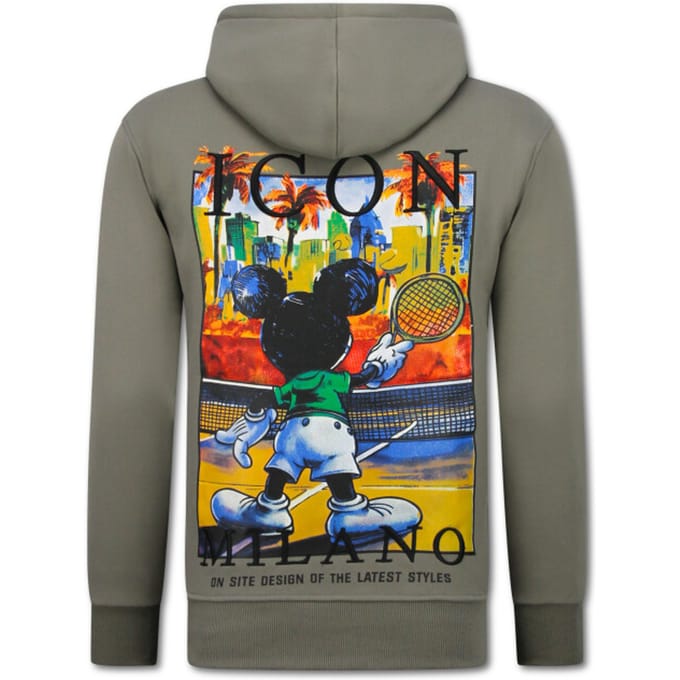 Oversized Hoodie Heren met Capuchon - ICON Milano Print - Dik Geweven - 5812 - Donker Grijs
