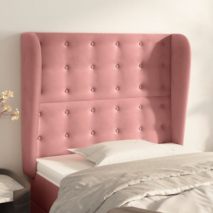 vidaXL - Hoofdbord - met - randen - 103x23x118/128 - cm - fluweel - roze