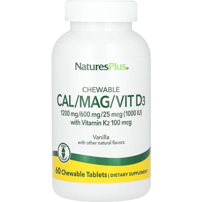Cal/Mag/VitD3 met Kauwbare Vitamine K2, Vanille, 60 Kauwtabletten