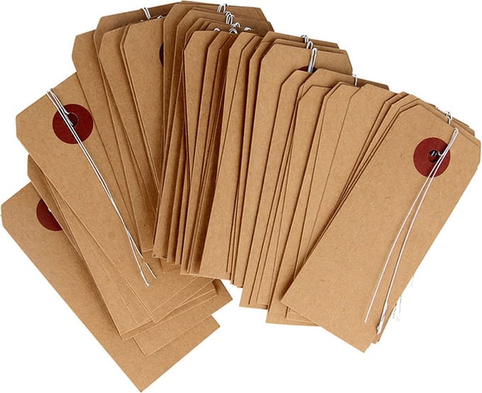 50 kraft etiketten met metaaldraad Artemio