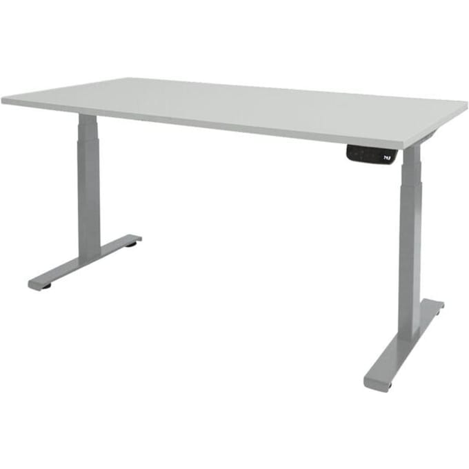Zit Sta Bureau - T-poot Elek 140x80 grijs -alu frame