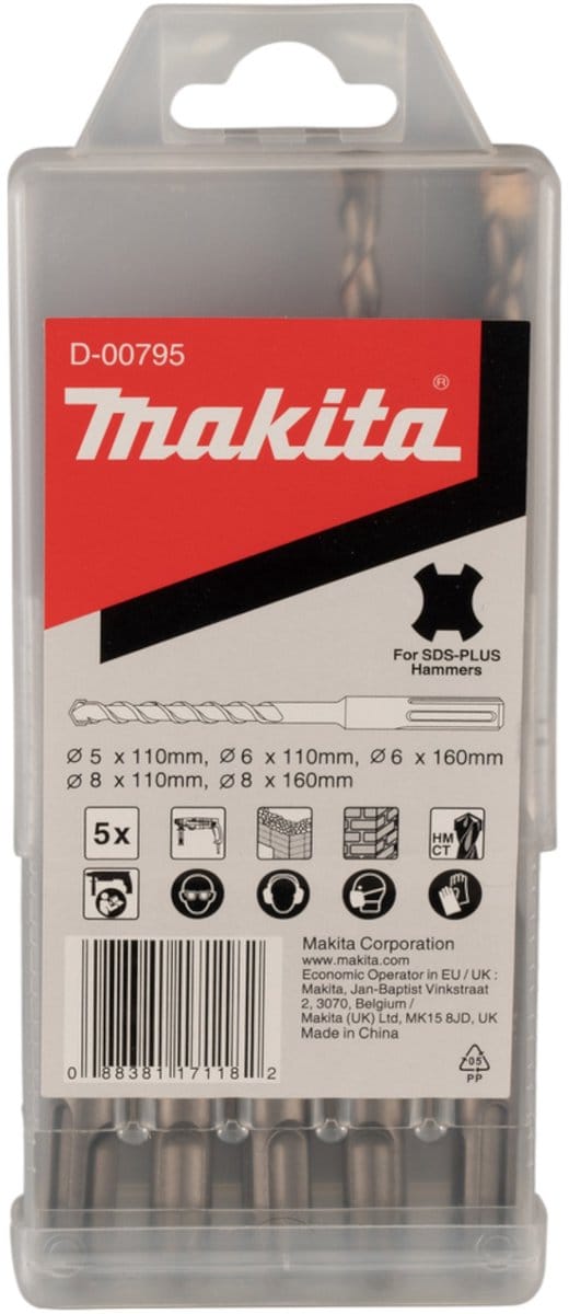 Makita D-00795 B2S: Betonboorset SDS-Plus 5-delig