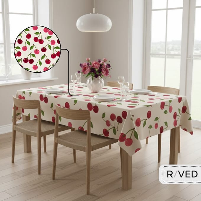 Raved Tafelzeil – 140 cm x 100 cm – Kersen Rood – PVC – Afwasbaar