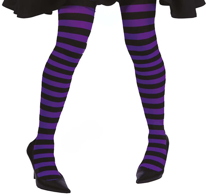 Collants Rayures Noir Violet Sorcière Sorcière purple