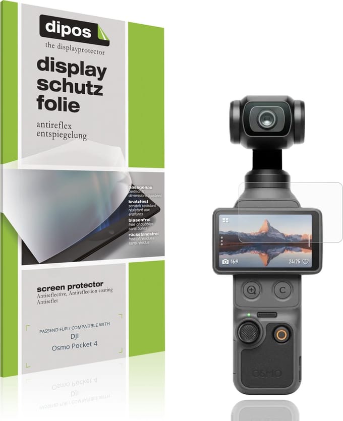 dipos – 4x Matte Beschermfolie geschikt voor DJI Osmo Pocket 4 | Krasbestendige & antireflecterende Screenprotector Ultra-Thin
