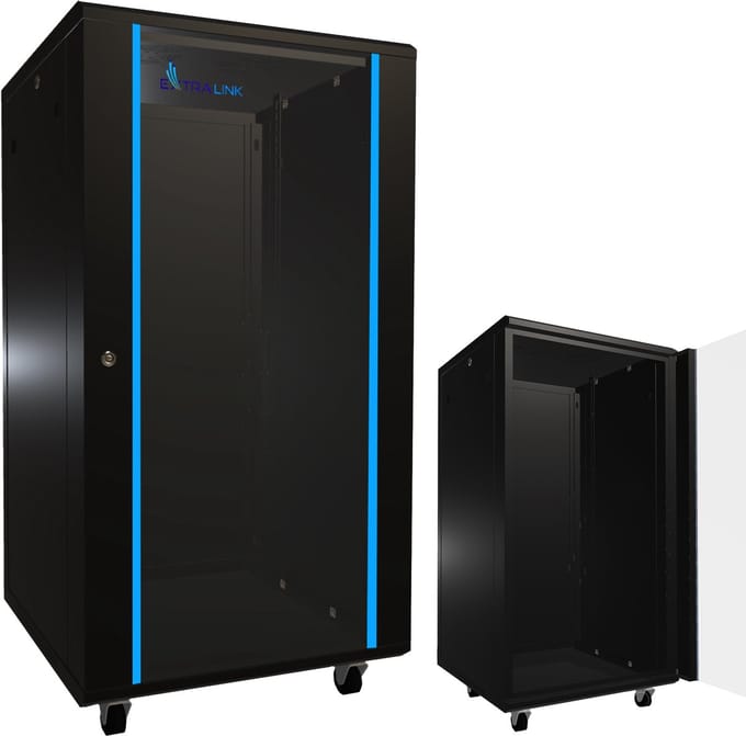 Extralink 22U 600x600 Netwerkkast Staande Serverkast 19" Zwarte Rackkast