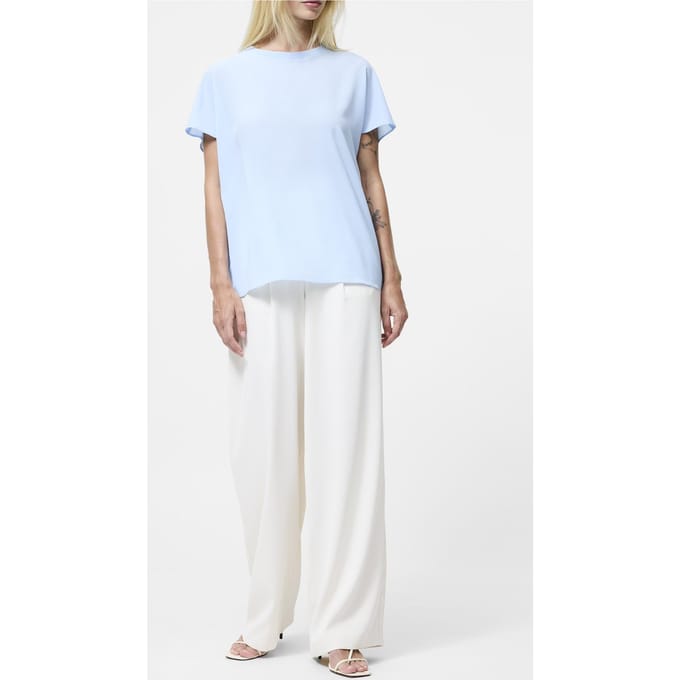 French Connection Crepe Light Crew Neck Top Arctic Blue Größe: L | Blusen Outlet | Damen | Blau