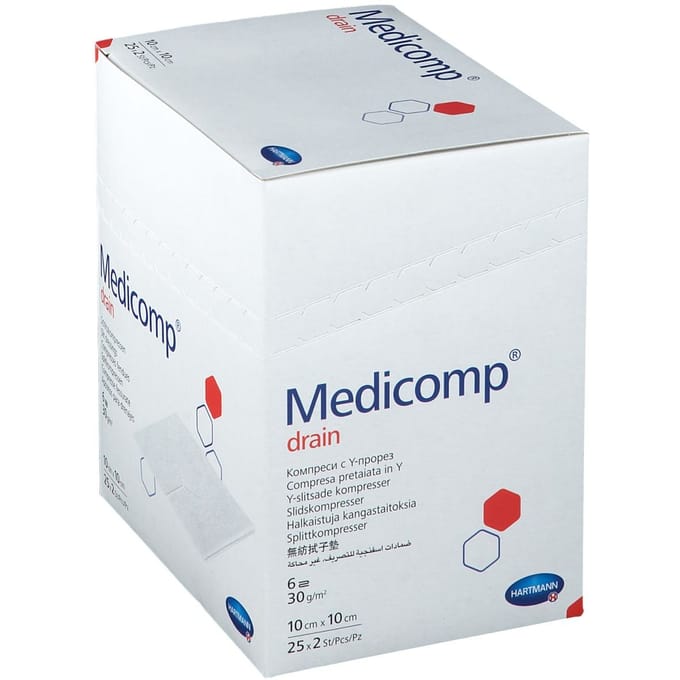 Hartmann Medicomp Drain Steriel Kompres 6 Lagen 10 x 10cm 421535 50 Compressen