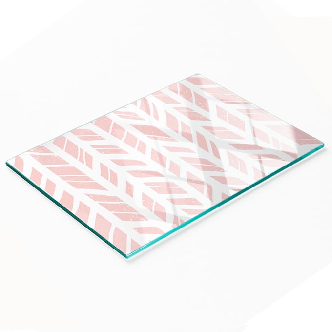 Decoratieve glazen serveerplank voor snacks, visgraatpatroon, 80x52 cm