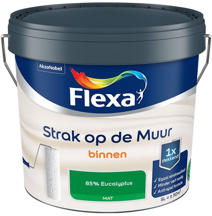 Flexa - Strak Op De Muur Binnen Mat - 85% Eucalyptus - Mengverf - 5 L