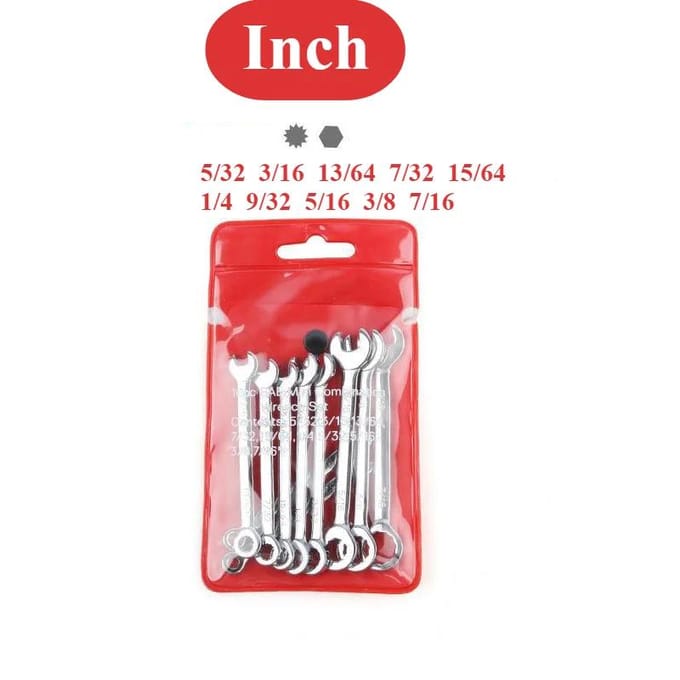 Lot de 10 mini clés plates standard métriques/impériales de 4 à 11 mm, clés à cliquet doubles en acier de 45 #, mini clés mixtes Inch red