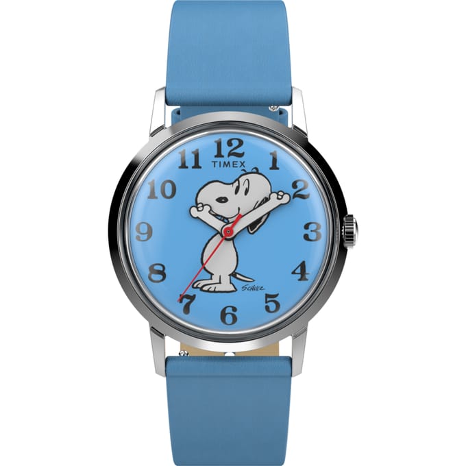 Timex Marlin Hand-Wound x Peanuts Reissue TW2W79400 Horloge - Leer - Blauw - Ø 34 mm